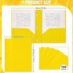Lincia 100 Pcs Plastic Folders with Pockets and Prong Folders with Prongs 2 Pockets for Office, School for Students, Teachers, Office Workers(Yellow)