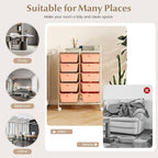 LDAILY 10 Drawer Rolling Cart, Storage Cart Organizer on Wheels, Drawer Cart with Metal Frame & Large Storage Capacity, Rolling Cart with Drawers for Living Room Classroom, Office