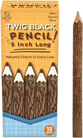 BSIRI Wooden Pencils Rustic Bark Twig Natural Wood Pencil 12 Pack 5 Inch for Kids Classroom Woodland Party Favors Camping Day Decorations Camp Themed Supplies Novelty Gifts