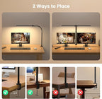SIBRILLE LED Desk Lamp for Home Office - Remote Control Desk Light Computer Lamp with clamp, 22W, Dimmable, Color Changing, Touch Control, Height Adjustable, Black Table Task Light Bar for Work
