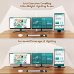 Pzloz Led Desk Lamp with Clamp: Architect Desk Lamp for Home Office, Eye Caring Double Head Computer Monitor Work Desk Light with Remote Control - 24W Flexible Dimmable Desktop Table Lamp White