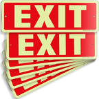 iSYFIX Exit Glow in the Dark Sign Aluminum – 6 Pack 12x4 Inch – Photoluminiscent, Laminated for Ultimate UV, Weather & Fade Resistance, Indoor & Outdoor for Business, School, Office, Warehouse