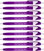 SyPen Personalized Pens With your Custom Logo or Text-500 Pack Bulk-for Businesses, Parties, and Events, Custom Printed Slim Ballpoint Click Pens, Purple Barrel Color, Black Ink