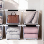 Citylife 82 QT Clear Plastic Storage Bins with Lids Stackable and Nestable Storage Boxes with Lids Large Plastic Storage Containers for Garage, Closet, Kitchen, 4 Packs