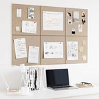 Neatsure Large Cork Board for Wall, 36" x 24" Bulletin Board with Pushpins, 6 Panels Felt Tiles Tack Push Pin Board for Office, Tan