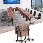 Conference Table,55.1''Folding Conference Room Table for 4-12 People,Mobile Flip Top MeetingTraining Table with Different Coulor and Styles for Offices, Classrooms,Meeting Room (2, 61''D)