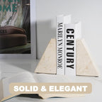 Marble Book Ends Decorative, Unique Bookends for Shelves, Bookends to Hold Heavy Books, Durable Book Holder Stopper for Home Office Desk Bookshelf Decoration, Turkey Natural Marble, Set of 2