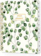 SUNEE 2026 Planner, Weekly and Monthly Calendar Planner, January 2026-December 2026, Daily Agenda with Tabs, Note Pages, Spiral Binding, 8.5"x11", Eucalyptus