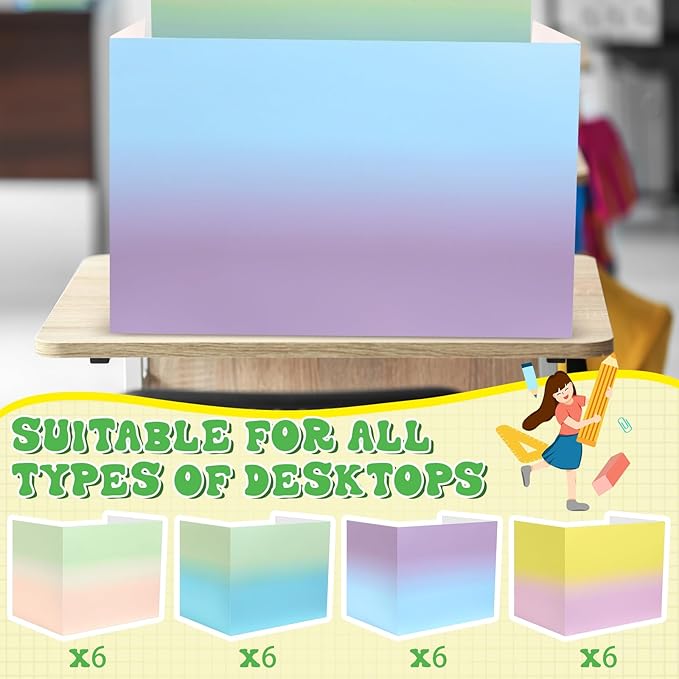 SATINIOR 24 Pcs Desk Dividers for Students, 12 Colors Testing Dividers Privacy Folders for Classroom Must Have Bulk, Study Panel for School Teacher Student Study Supplies(Macaron Style)