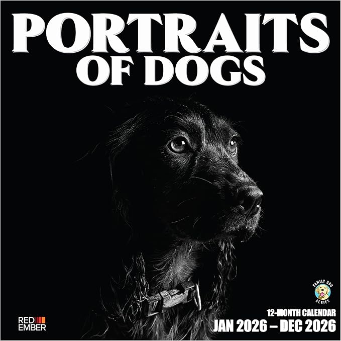 RED EMBER Portraits of Dogs 2026 Wall Calendar 12 Month | 12" x 24" Open | Thick & Sturdy Paper | Holiday Gift | Art Cute Puppy Dog Calendar 2026