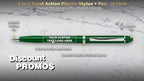 DISCOUNT PROMOS Custom Twist Action Plastic Stylus Pens, Set of 10, Personalized Bulk Pack - Pens for Work, Cool Pens for Writing, Black Ink - Green
