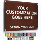 SPEEDYORDERS Custom Aluminum Business Sign, Rustic Modern Style, Brown, 36x24 Inches, Landscape/Portrait Orientation, Wall Mount, Office/Entrance/Exit/Instruction/Warning/Promotional Uses
