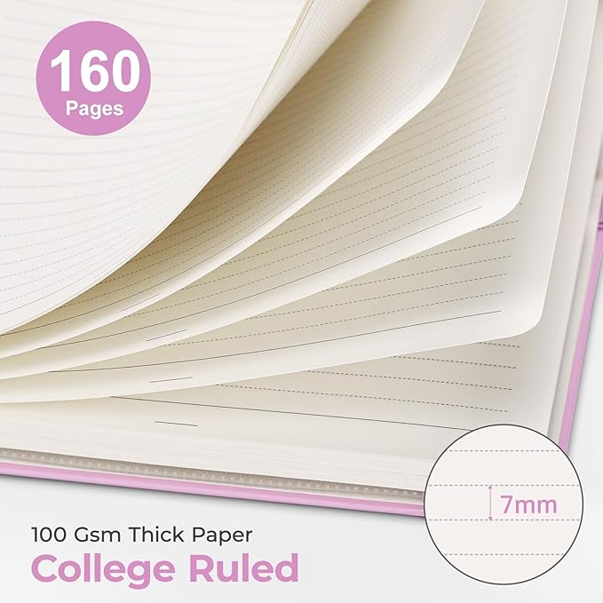 AHGXG Spiral Journal Notebook, 160 Lined Pages, A5 Medium Size (5.7'' x 8.3''), for Men & Women, Journaling, Writing, Work & Office, Hardcover, 100 GSM Thick Paper (Purple)