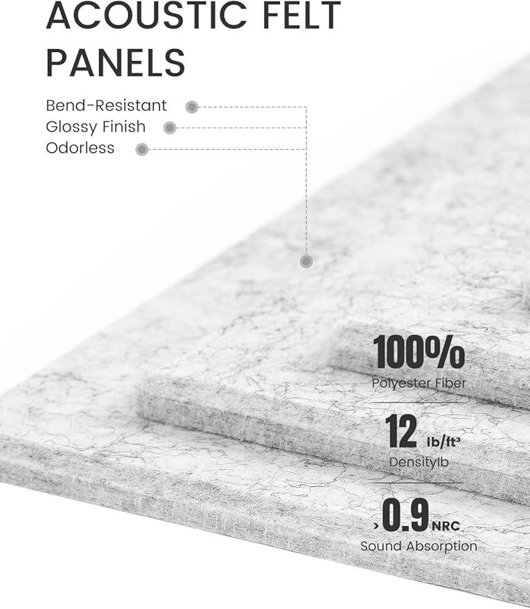 Fluxynara Large Felt Bulletin Board 36" x 24"Cork Board Alternative-6 Pack with 40 Safe Removable Adhesive Tabs, Cork Boards for Walls Cork Board for Home Office Classroom Pin Board-Marble Gray