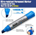 Fuutreo 10 Pack Jumbo Permanent Markers Bulk Large Chisel Tip Permanent Markers Quick Drying Waterproof Big Huge Poster Pens for Office, Logistics Company and More(Rich Color)