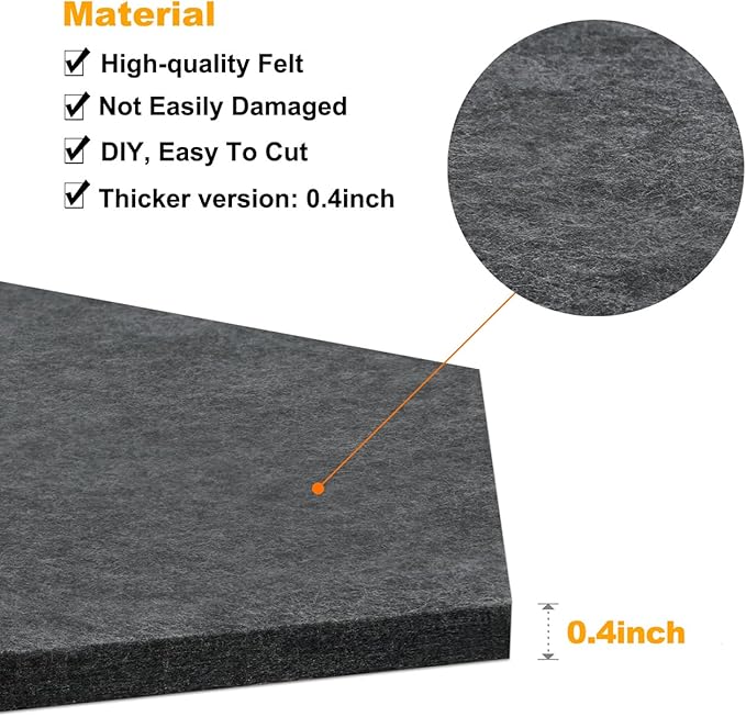 Uoisaiko 12" Large Bulletin Board with 30 Push Pins, Pack of 8 Hexagon Felt Pin Board Notice Boards for Home Office, Felt Wall Tiles for Photos Memos