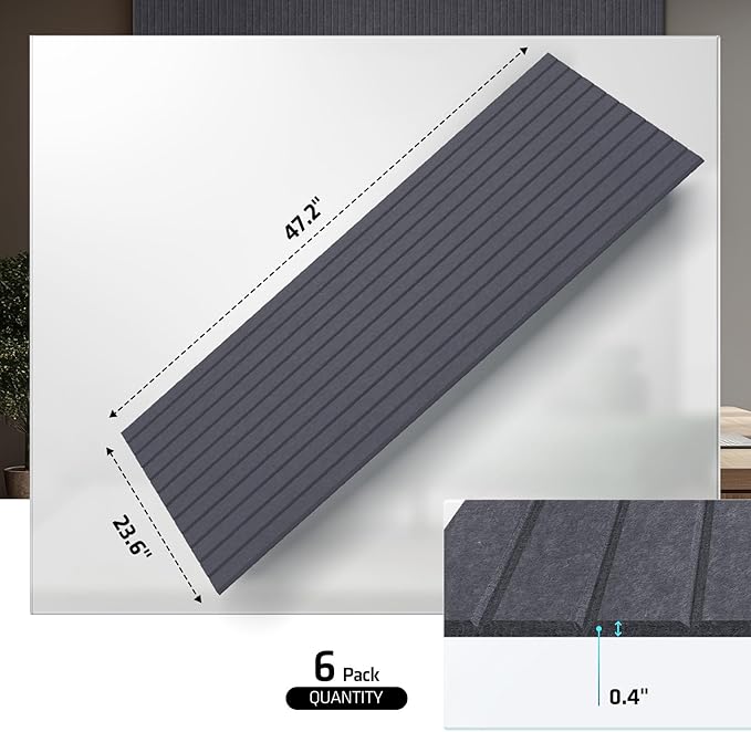 UMIACOUSTICS 6 Packs Acoustic Panel,47.2 x 23.6 Inches Decorative Sound Proof Panel for Office,Home Theater,Studio, Heather Grey