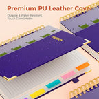 XYark Line Hardcover Spiral Notebook with Removable Dividers Tabs & Ruler, 5 Subject Notebook College Ruled, 300 Page, Large 8"x10" B5 Notebooks for Work School, Lined Journal for Women & Men, Purple