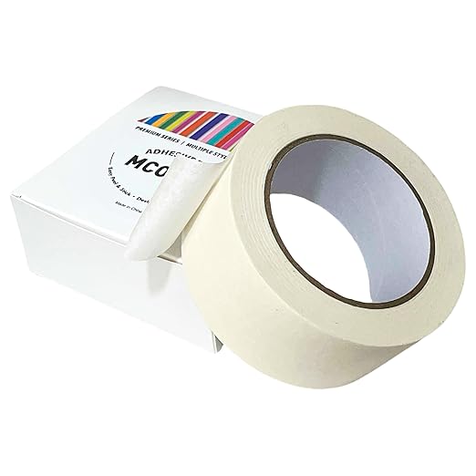 MCOTOP Wide Masking Tape (2In x 55Yard -Beige White), Strong Adhesive, for Home, Office, School Stationery, Painting, Labeling, Edge Finishing, DIY Crafts Arts Use,General Purpose