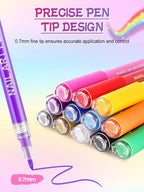 EBANKU Nail Art Pens Set, 12 Colors 3D Nail Polish Pens Acrylic Paint Pens Nail Markers for Nail Art Drawing Painting Manicure Tools Nail Design Kit Home Nail Salon DIY, 0.7MM