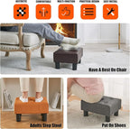 BRIAN & DANY Small Foot Stool, Leather Foot Stools with Legs, Stable Small Footstool for Living Room, Brown