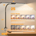 SIBRILLE LED Desk Lamp for Home Office - Remote Control Desk Light Computer Lamp with clamp, 22W, Dimmable, Color Changing, Touch Control, Height Adjustable, Black Table Task Light Bar for Work