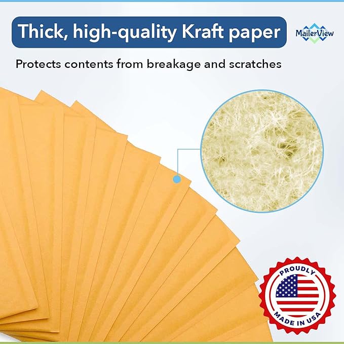 Small Kraft Bubble Mailers 6x10 inch #0 | Self Seal Padded Envelopes | Cushioned Bubble Mailer | Usable Size 6x9 | Lightweight mailing Shipping Bags For Package | 250 Pack Bulk | Made in USA
