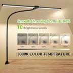 ShineTech LED Desk Lamp for Home Office, 3000K Warm White Double Head Architect Task Lamps with Clamp, Dimmable Adjustable Flexible, Black