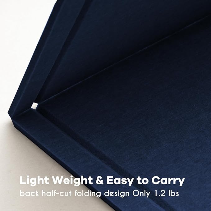 Lightomorrow Bulletin Board, 35 x 17 1/2 inches Felt Board - Decorative Pin Board, Cork Board Alternative for Wall, Foldable Self-Adhesive Vision Board Prayer Board with 20 Pushpins Dark Blue