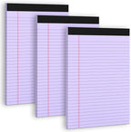 Purple Legal Pad 8.5 x 11 Wide Ruled Note Pads, 3 Pack Notepads 8.5 x 11 Lined Paper Wide Ruled Writing Pad, 30 Sheets Per Note Pad, Micro Perforated Colored Legal Pads 8.5 x 11 for Work/School/Office