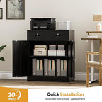 TaskStorz Metal Storage Cabinet, 36 Inch Tall Metal Garage Cabinet with 2 Doors and 2 Drawers, Lockable Cabinet with Adjustable Shelf, Pantry Cabinets for Home Office,Kitchen,Pantry,Garage,Warehouse