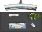 DAWNTREES Desk Mat Protector,PU Leather Desk Pad,Non Slip, Large Mouse Pad and Keyboard Mat, Waterproof Writing Pad for Office and Home (Black)