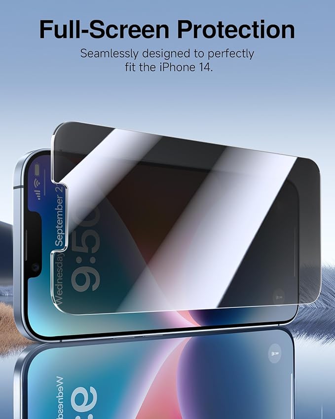 SMARTDEVIL 2 Pack for iPhone 16e/iPhone 14/ iPhone 13 Pro/ iPhone 13 Privacy Screen Protector, [Anti-Spy] [Military-Grade Shatterproof & 9H Hardness] Tempered Glass,Easy Installation,Bubble-Free & Case-Friendly