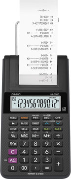 Casio HR-10RC Mini Desktop Printing Calculator | Portable | 12-Digit Display | One-Color Printer | Tax & Currency | Ideal for Taxes, Bookkeeping & Accounting Tasks, Black