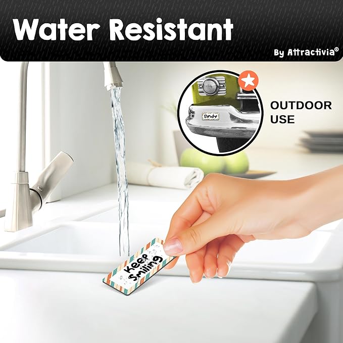 Attractivia Erase Magnetic Labels 2.8 x 1.2 in, Pattern Borders, Dry Erase Magnets, 60-Pack, White Erasable Write-On All-Purpose Labels, for Office, Education, Home, Whiteboard, Magnetic Name Tags