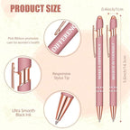 Zonon 12 Pcs Inspirational Pens Bulk Funny Ballpoint Pen with Stylus Tip Motivational Gifts for Valentine's Day Teacher Coworkers Nurse School Office Supplies(Rose Gold,Boss Lady)