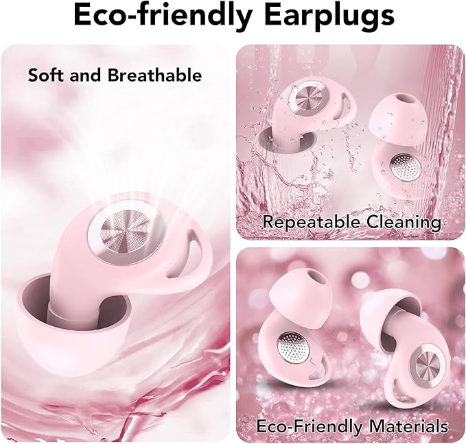 Ear Plugs for Sleeping Noise Cancelling, Ultra-Soft Silicone Earplugs for Sleep, 45dB Reusable Noise Cancelling Ear Plugs Hearing Protection Study/Work/Concert, EarPlugs with Case & 8 Eartips