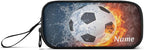 BOENLE Custom Soccer Football Ball Pencil Case Box Boys Girls Personalized Name Large Pencil Pouch Stationery Pen Bag Organizer for Kids Teens Adults School Office