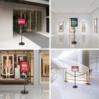 Adjustable Poster Sign Stand Holder Heavy Duty Snap Open Aluminum Pedestal Floor Standing Sign Holder Vertical and Horizontal View Sign Displayed,Advertising Display Stand (Black, 8.5x11inches)