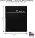 Planner Pad Spiral Bound 3-Tier Funnel Down 12 Month Organizer, July 2025 – June 2026 / Academic Year, Black Cover/Black Ink, 6 3/4" x 8 1/2"