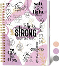 XKDOUS Hardcover Spiral Notebook with Tabs and Bible Tracker, College Ruled Notebook Journal, Church Notes Journal for Women, Bible Journal, Blank Notebooks for Work School Note taking, Purple