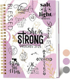 XKDOUS Hardcover Spiral Notebook with Tabs and Bible Tracker, College Ruled Notebook Journal, Church Notes Journal for Women, Bible Journal, Blank Notebooks for Work School Note taking, Purple