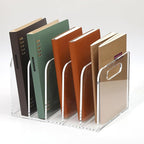 AIDIMOO Acrylic Magazine File Holder, 5 Vertical Compartments Desk Document Sorter Organizer, Clear Folder Rack Binder for Office/Documents/Classroom, for Home, Tablet, Magazines, Books & Accessories