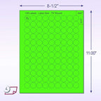 NextDayLabels - 8-1/2 x 11 Neon Color High Light Fluorescent Labels for Laser & Inkjet Printer (Green Fluorescent, 3/4" Round - 108 Per Page | 2700 Labels)