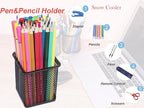 SNOW COOLER Pen Holder Pencil Holder Metal Pen Holder Cup Pencil Holder for Desk Office Pen Pencil Organizer for Desk Black, Square 4 Pack