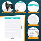 OLenyer Super Sticky Easel Pad, 25x 30IN, Large Self Stick Flip Chart Paper for Office School Classroom Supplies, 30 Sheets/Pad, 10 Pads/Pack, White, Lined