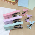 Aacehlh Small Hand-held Stapler Set, 15 Sheet Capacity, Includes 750Pcs Staples and A Staple Remover, Mini Desktop Stapler for Office, School, Home or Travel Use. (Mint Green)