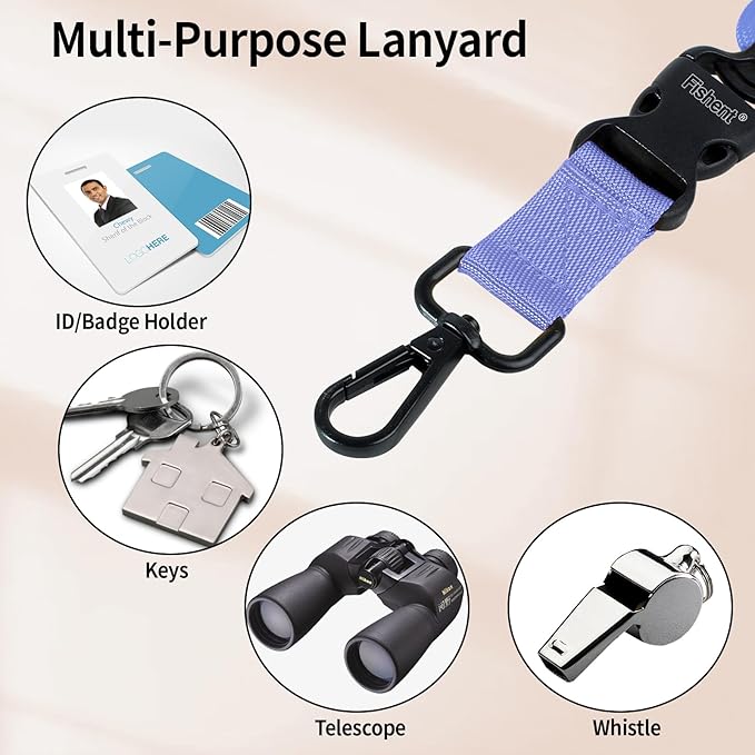 Fishent Breakaway Neck Lanyards for ID Badges, Adjustable Durable Heavy Duty Lanyard with Detachable Buckle for Keys Holder (Lavender)