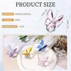 PATIKIL Butterfly Crystal Paperweight, 75mm / 3 Inch Crystal Paperweight Paper Weight for Home Office Desktop Table Decor Wedding Party Jewelry Ornaments, Pink