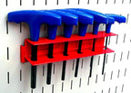 Wall Control Screwdriver Holder Bracket Slotted Metal Pegboard Accessory Slotted Tool Board - Red